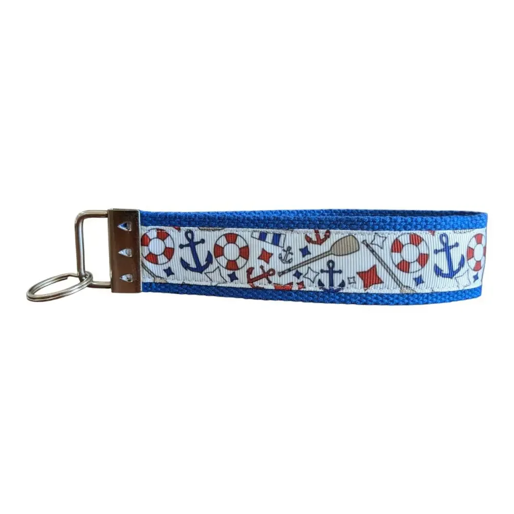 Nautical Sailing Keychain Wristlet Handmade‎ Key FOB Anchors Oars Row Boat Ocean